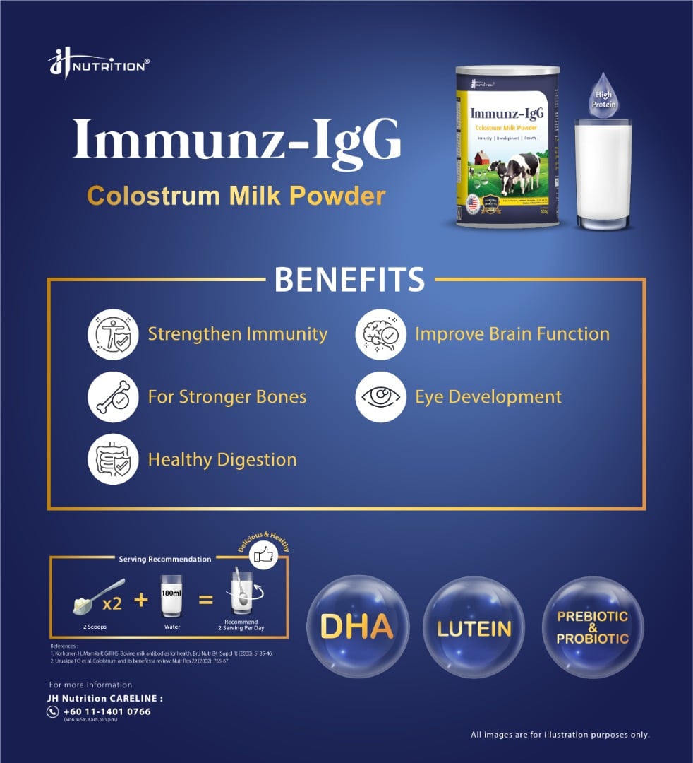 JH NUTRITION Immunz-Igg Colostrum Milk Pow (500g x 2 Tin)