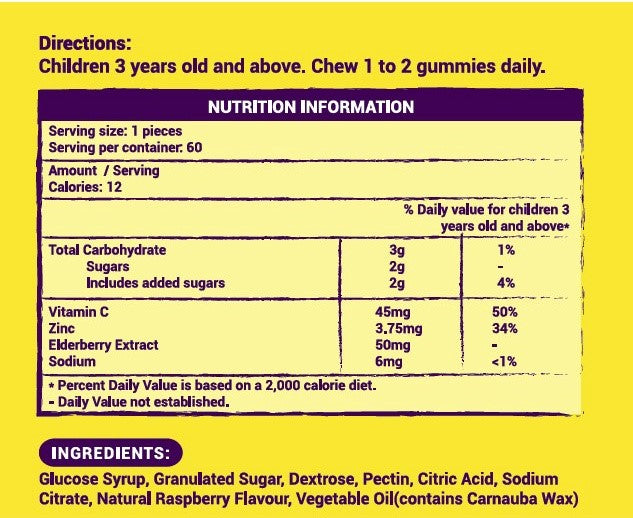 JH NUTRITION Immucol Kids Black Elderberry Gummies 60s