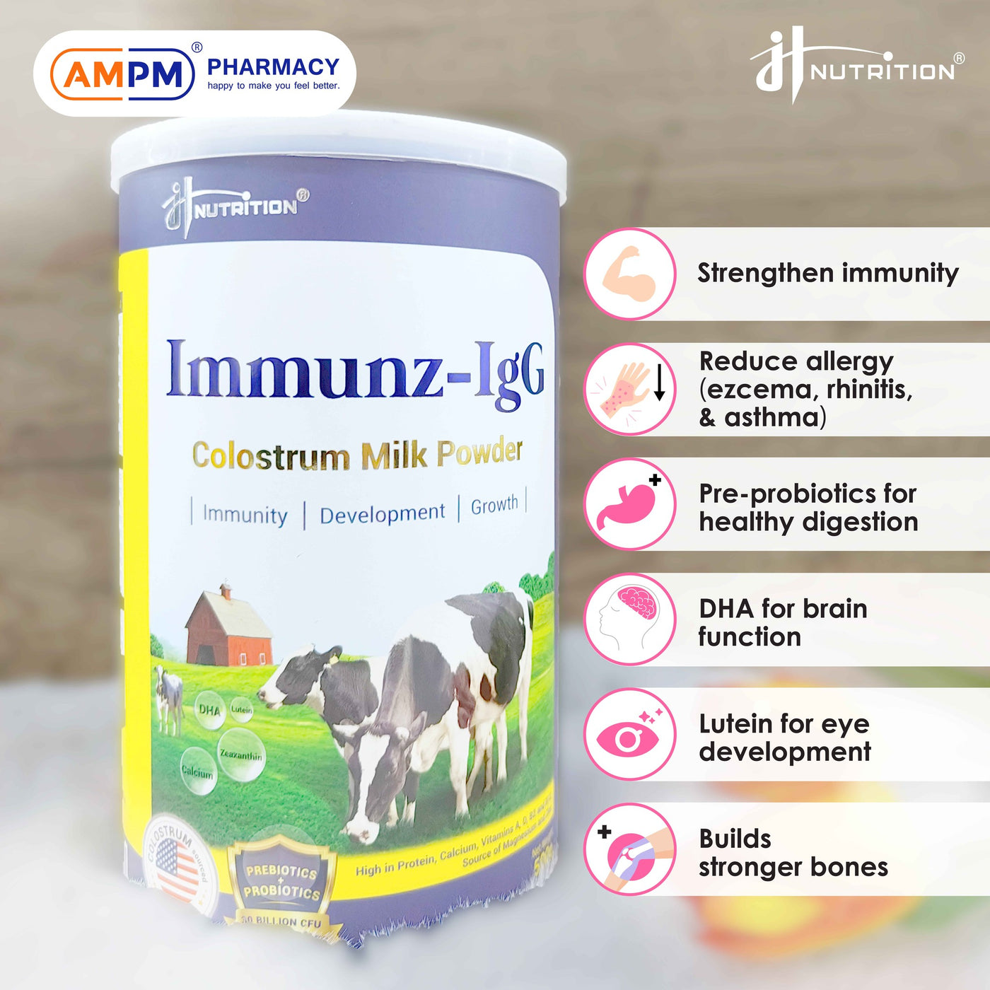 JH NUTRITION Immunz-Igg Colostrum Milk Pow 500g