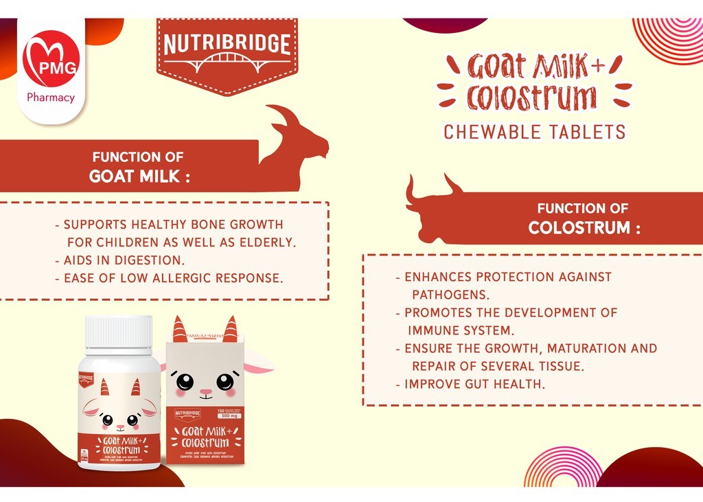 NUTRIBRIDGE Goat Milk+Colostrum 500mg Chew Tab 150's