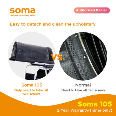 SOMA 150 WHITE BLACK WHEEL CHAIR 11.5kg (SM-150.5-F22")