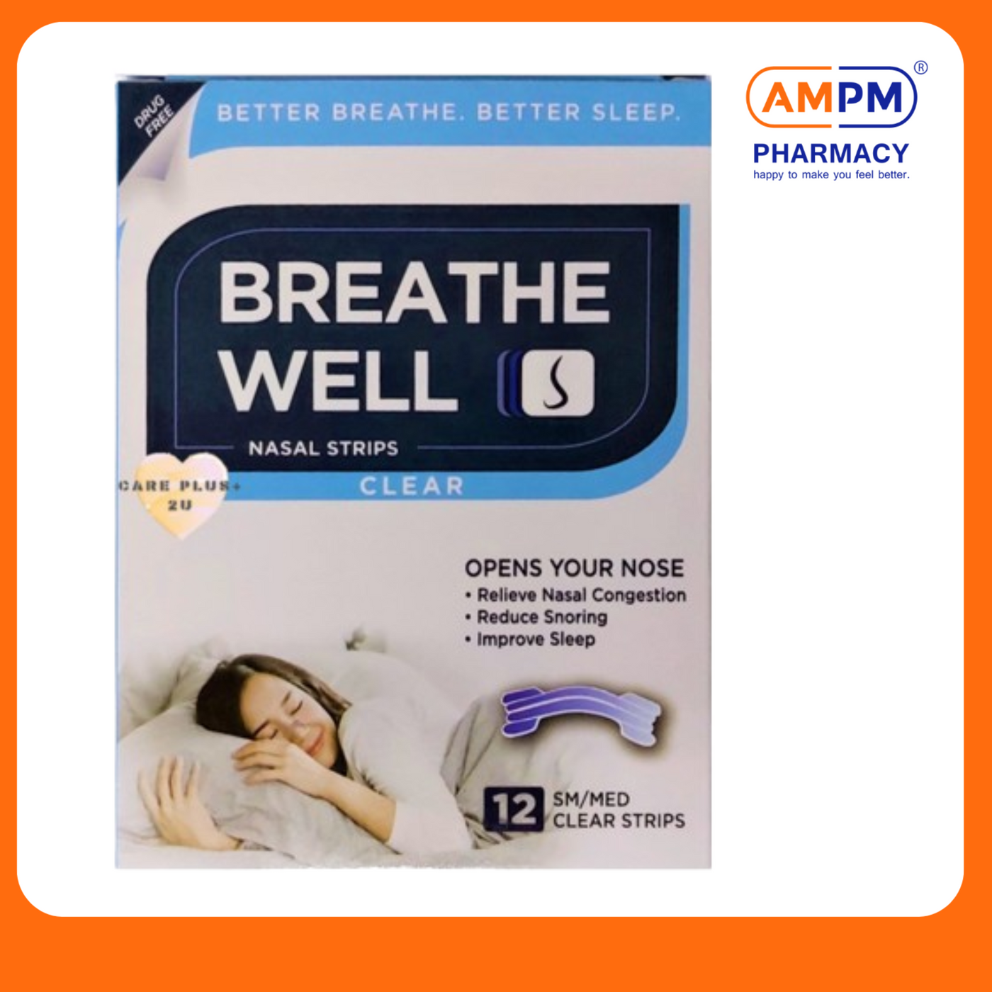 BREATHE WELL NASAL STRIP (CLEAR) 12's