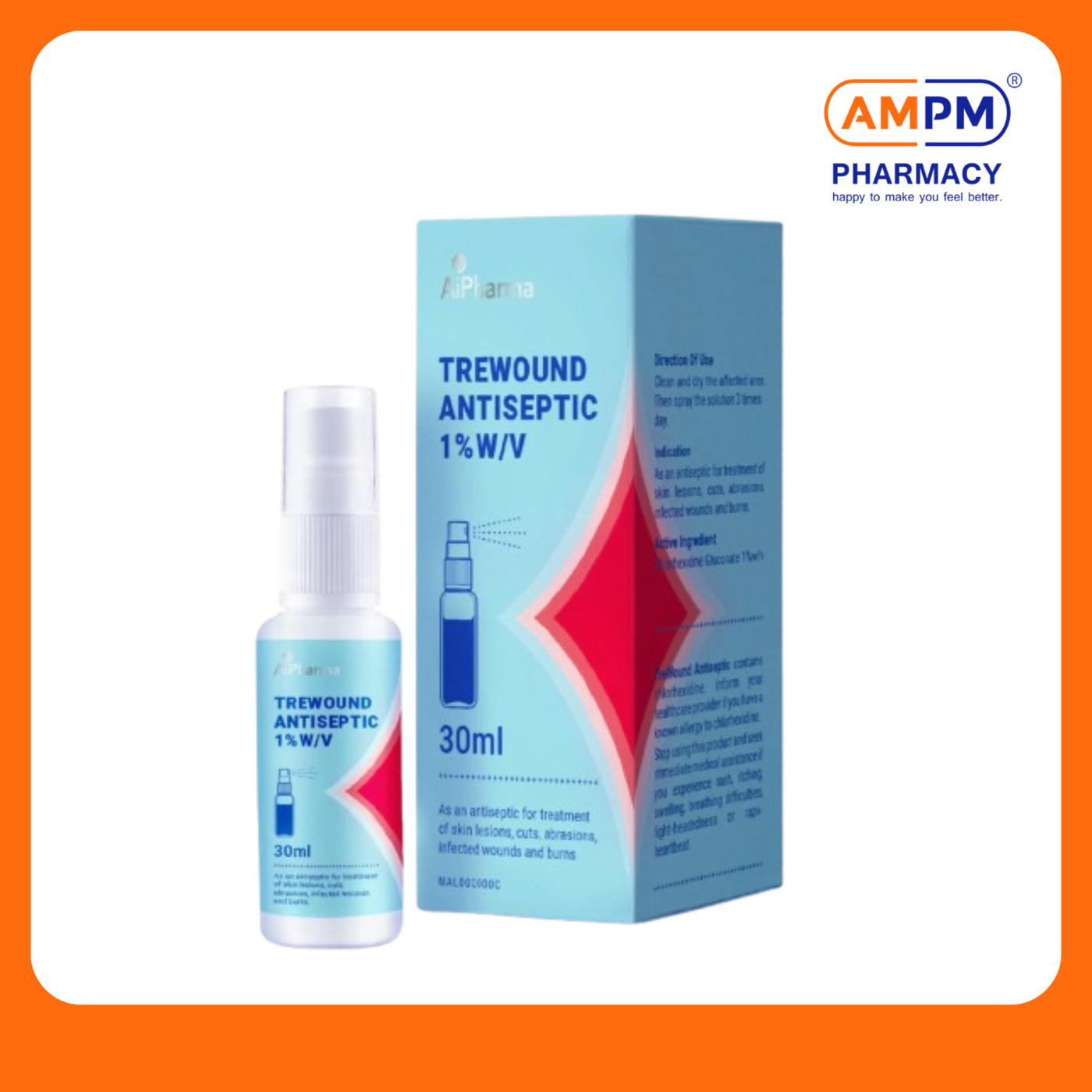 AiPHARMA Trewound Antiseptic Spray 1% v/v 30ml