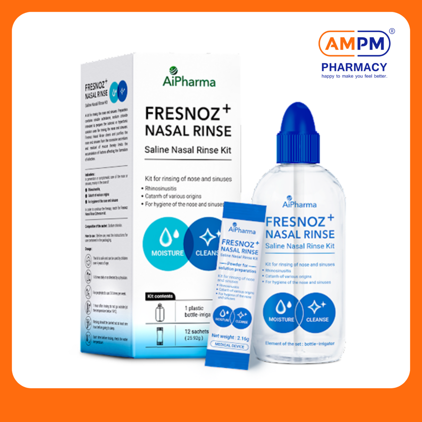 AiPHARMA Fresnoz Nasal Rinse Starter Kit (BOT+ 12's)