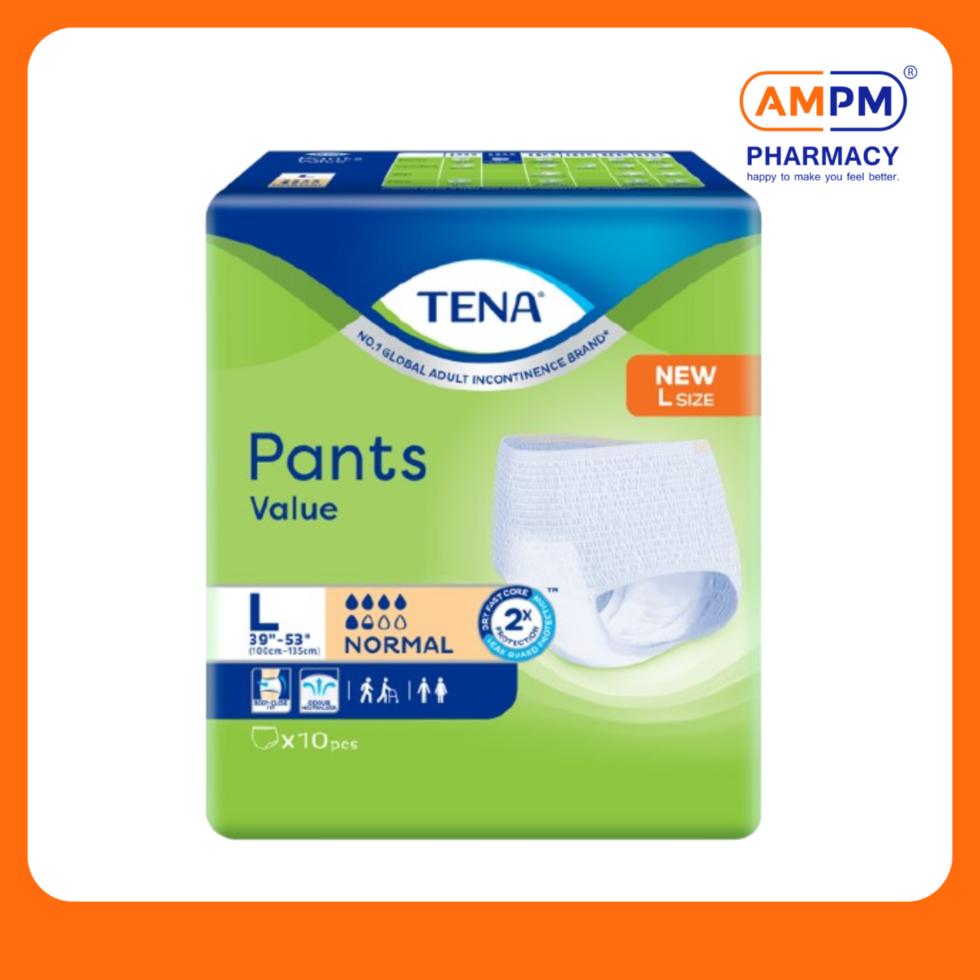 TENA PANTS VALUE (L) 10's x 8 PACK