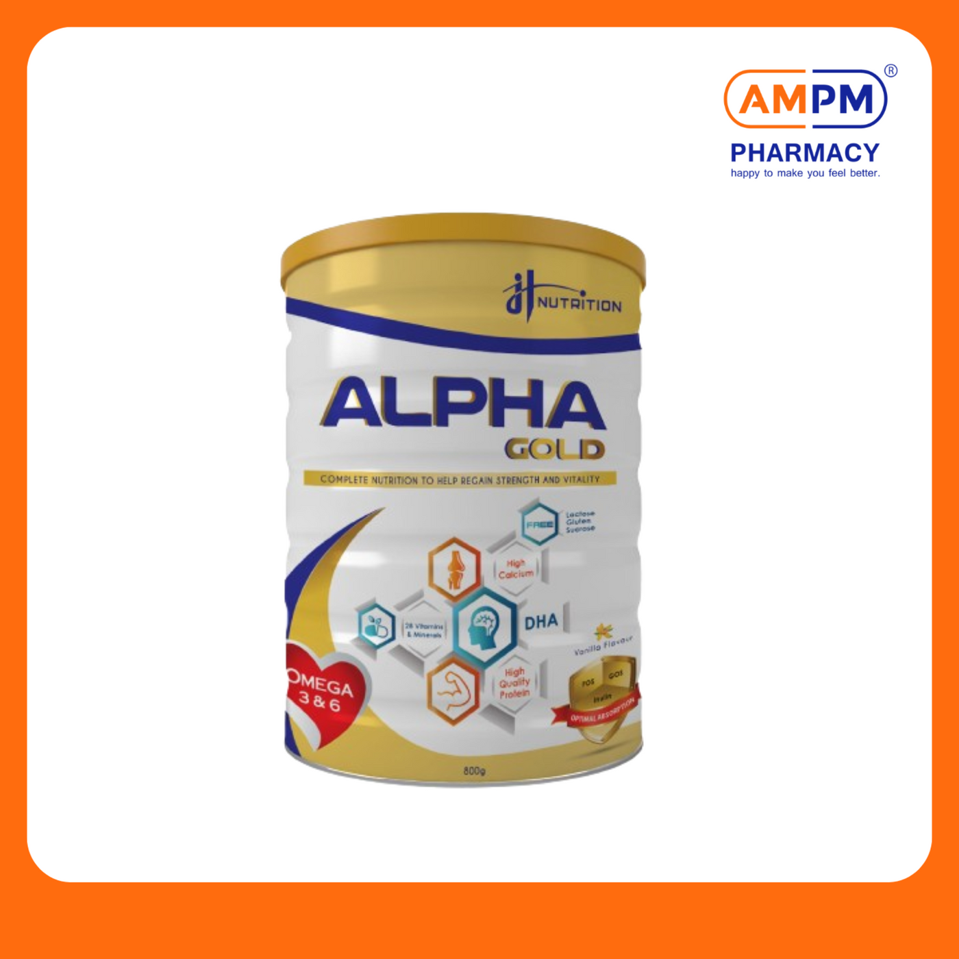 JH NUTRITION Alpha Gold Milk Pow 800g # JH 营养 阿尔法金牌奶粉 - 增强免疫力与糖尿病奶粉, 控制血糖