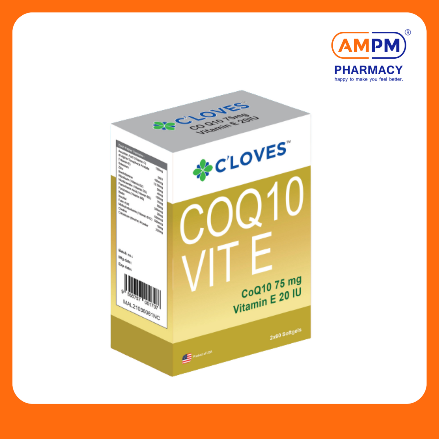 C'LOVES CO Q10 75mg Vitamin E 20iu Softgel