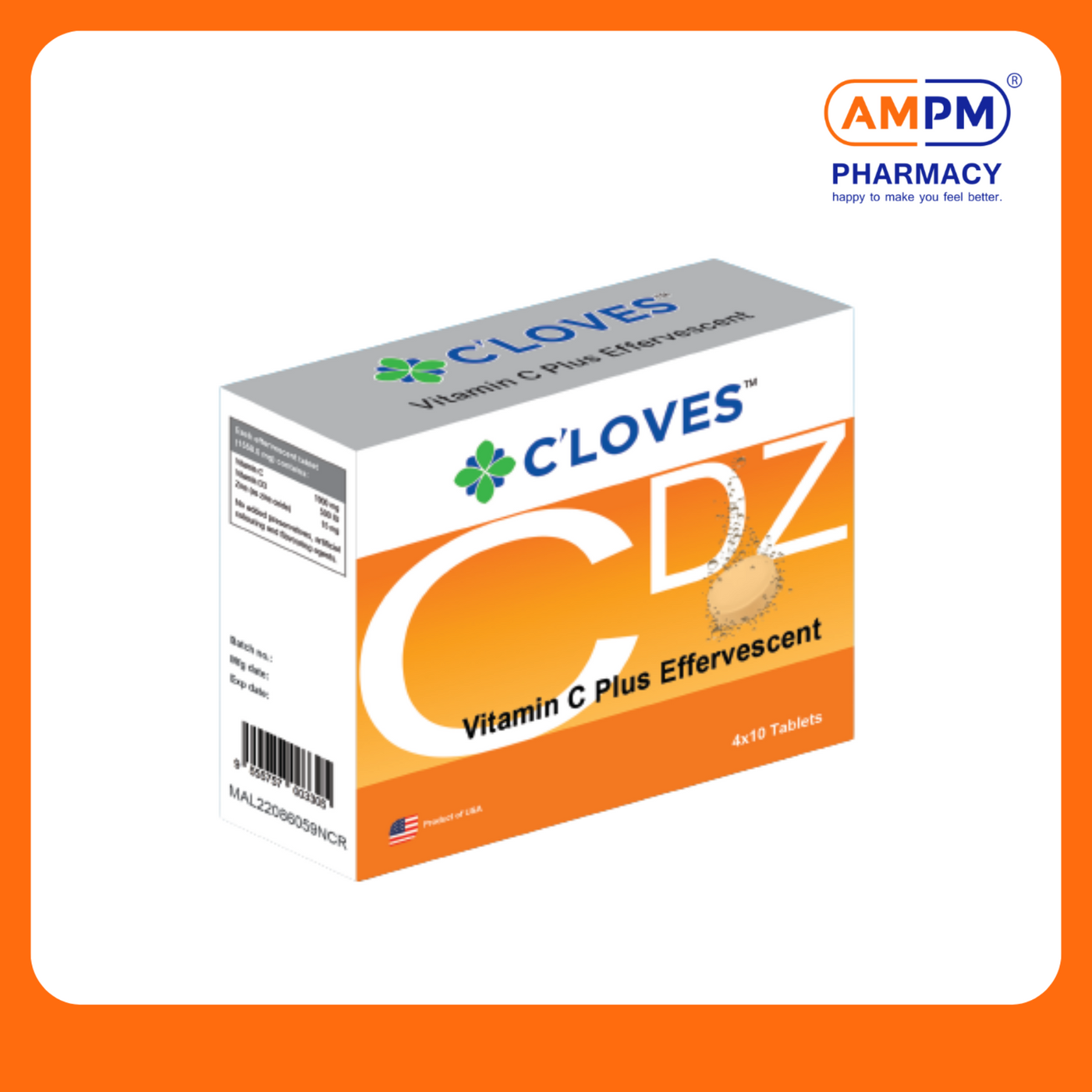 C'LOVES Vitamin C Plus Effervescent Tablet (10's x 4)