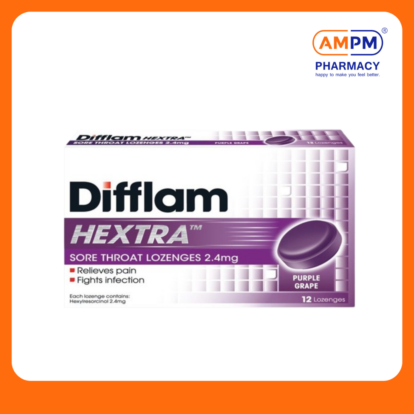 Difflam HEXTRA Sore Throat Lozenges (Purple Grape) 12's