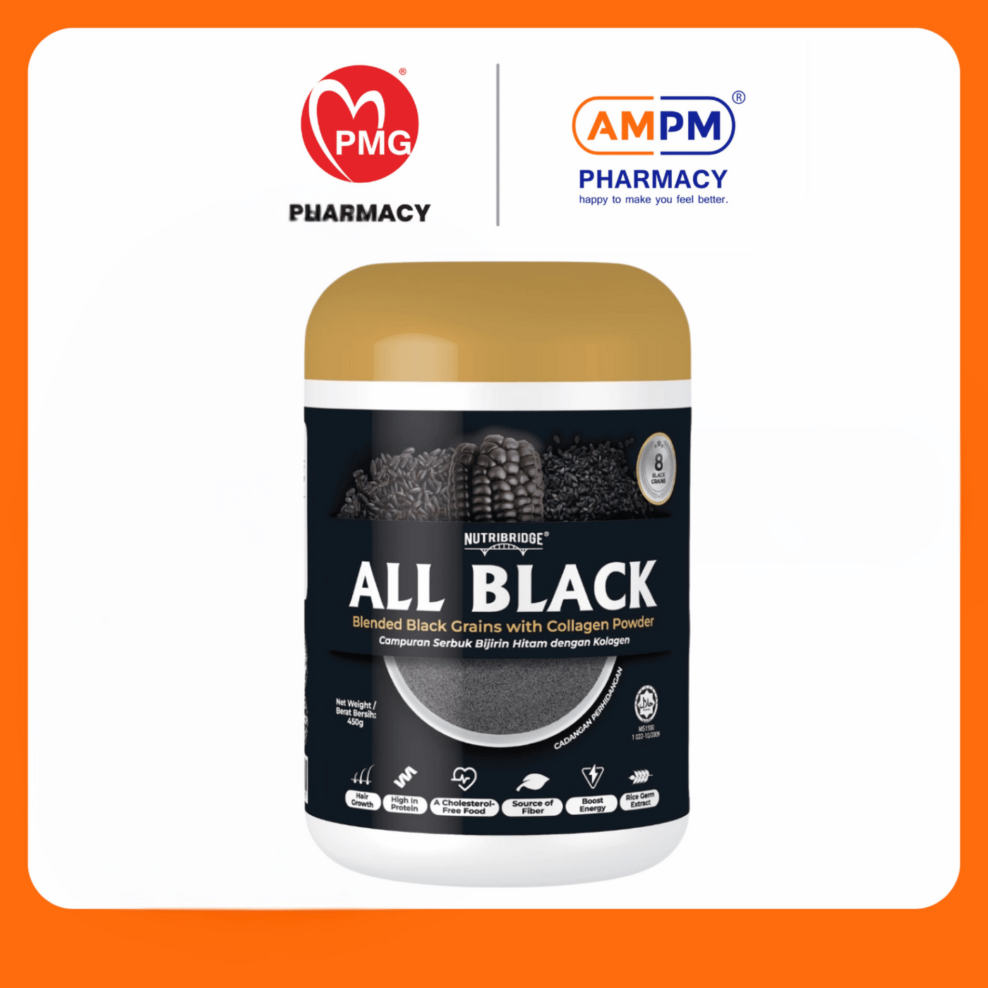 NUTRIBRIDGE ALL BLACK (BLENDED BLACK GRAINS W COLLAGEN) 450g