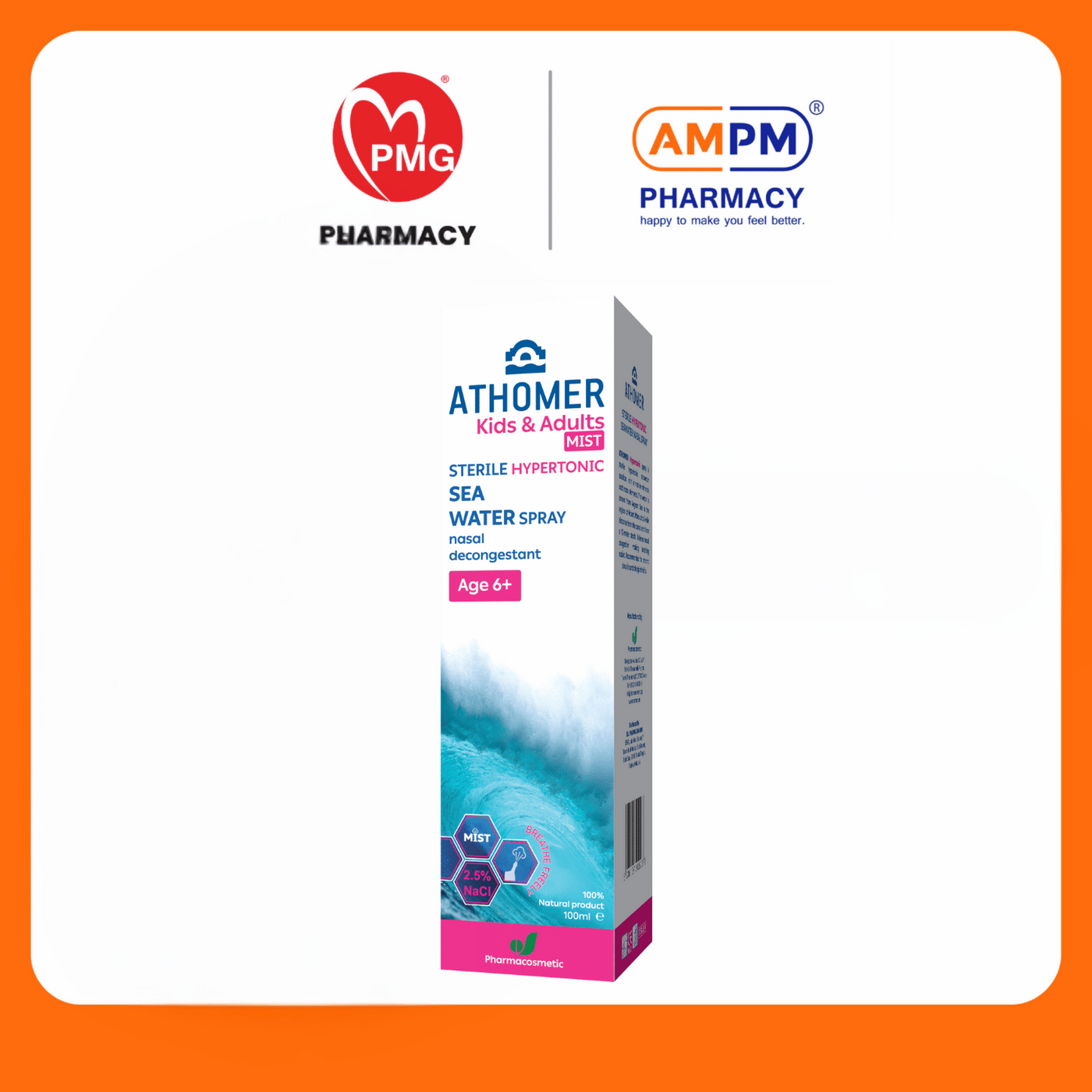 ATHOMER HYPERTONIC SEAWATER MIST NASAL SPRAY (KIDS & ADULTS) 100ml