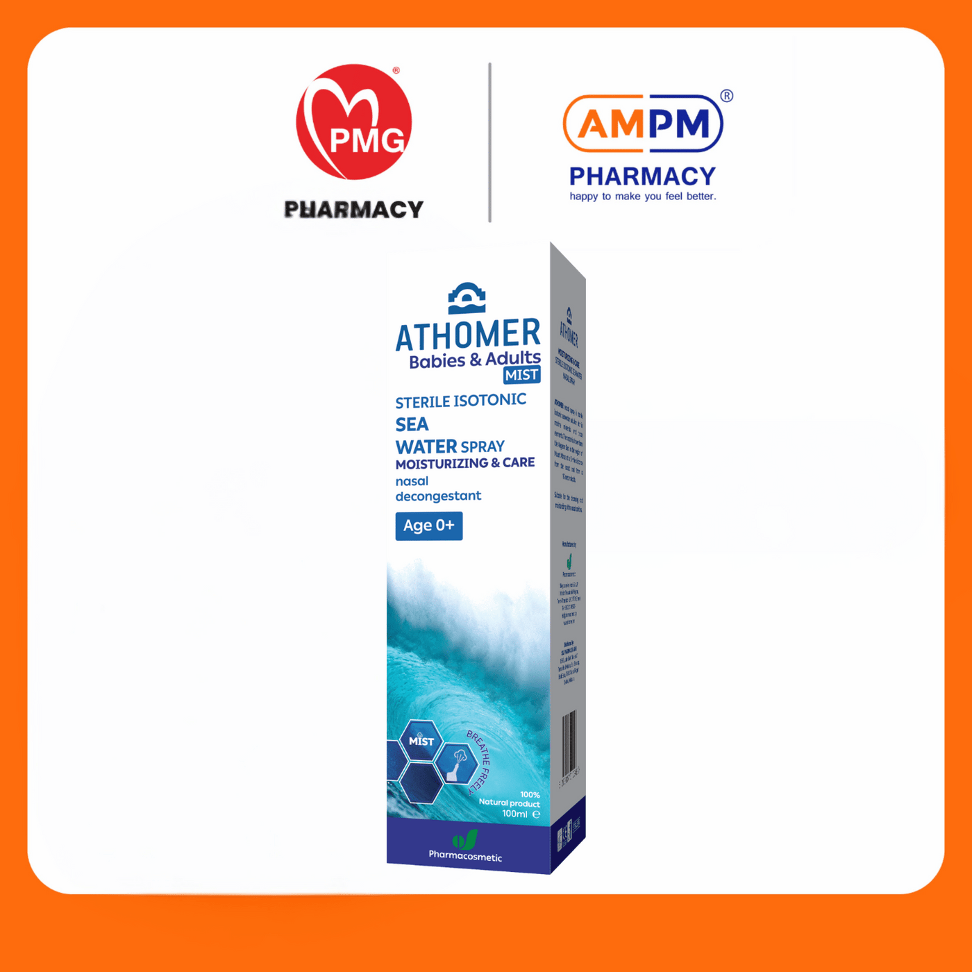 ATHOMER MOISTURIZING & CARE SEAWATER MIST NASAL SPRAY (BABIES & ADULTS) 100ml