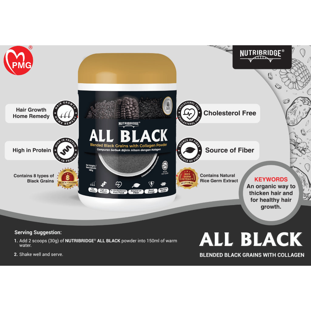 NUTRIBRIDGE ALL BLACK (BLENDED BLACK GRAINS W COLLAGEN) 450g