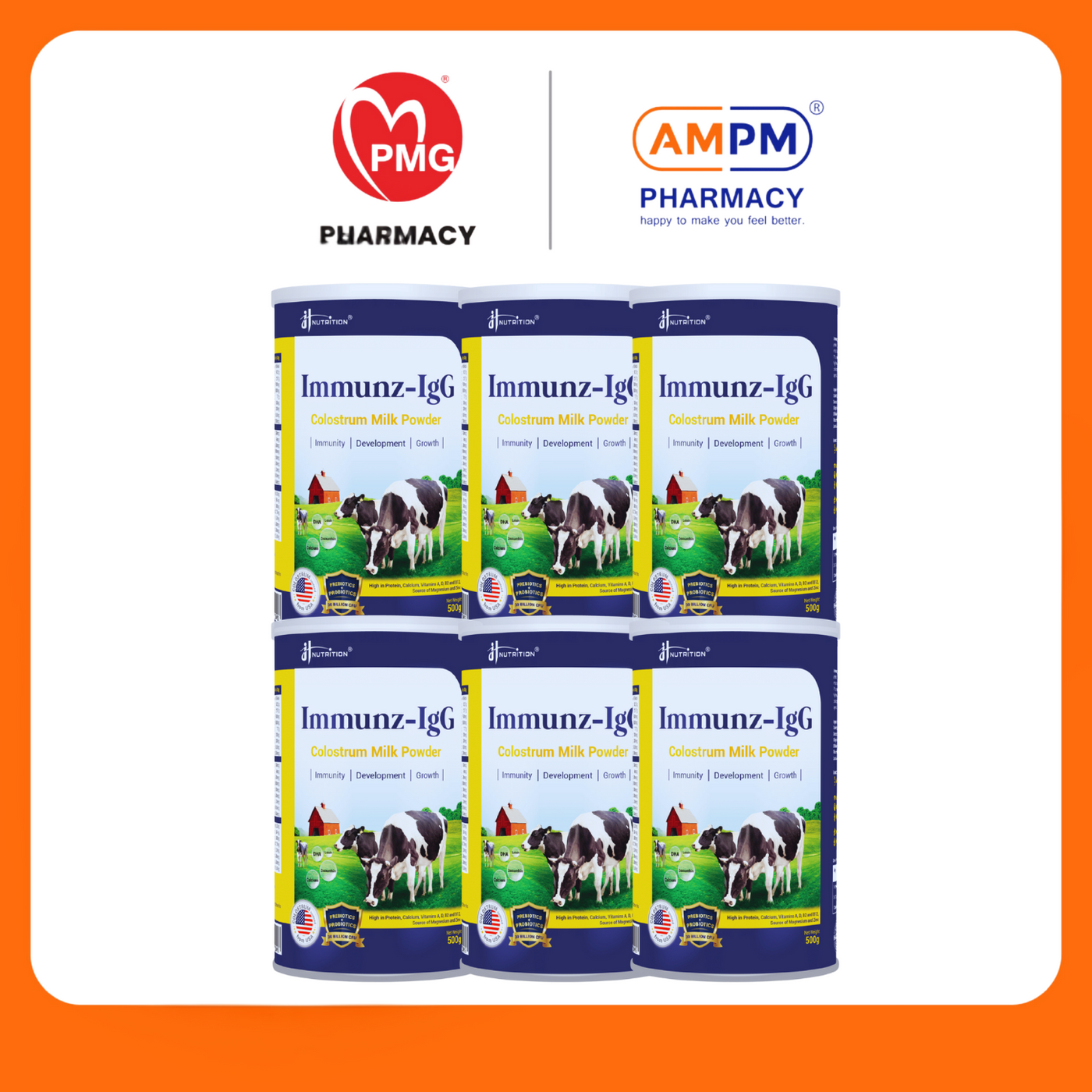 JH NUTRITION IMMUNZ-IGG COLOSTRUM MILK POW 500g - 6 CAN