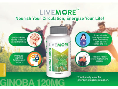 LIVEMORE Ginoba 120mg Tab 30's