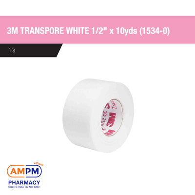 3M TRANSPORE WHITE 1/2" x 10yds (1534-0)
