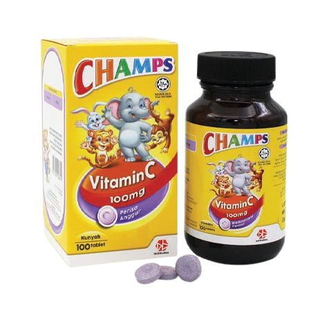 CHAMPS VITAMIN C 100mg (BLACKCURRENT) TABLET 100's