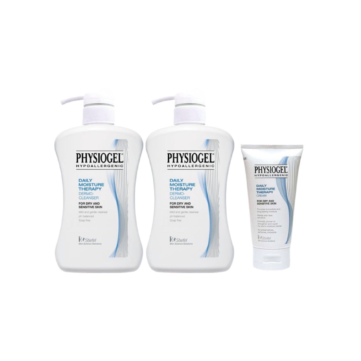 PHYSIOGEL CLEANSER 500ml x 2 FREE DAILY MOISTURE THERAPY CREAM 75ml