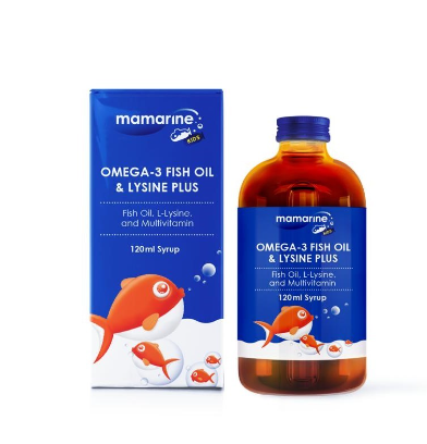 MAMARINE KIDS OMEGA-3 FISH OIL & LYSINE PLUS SYRUP 120ml