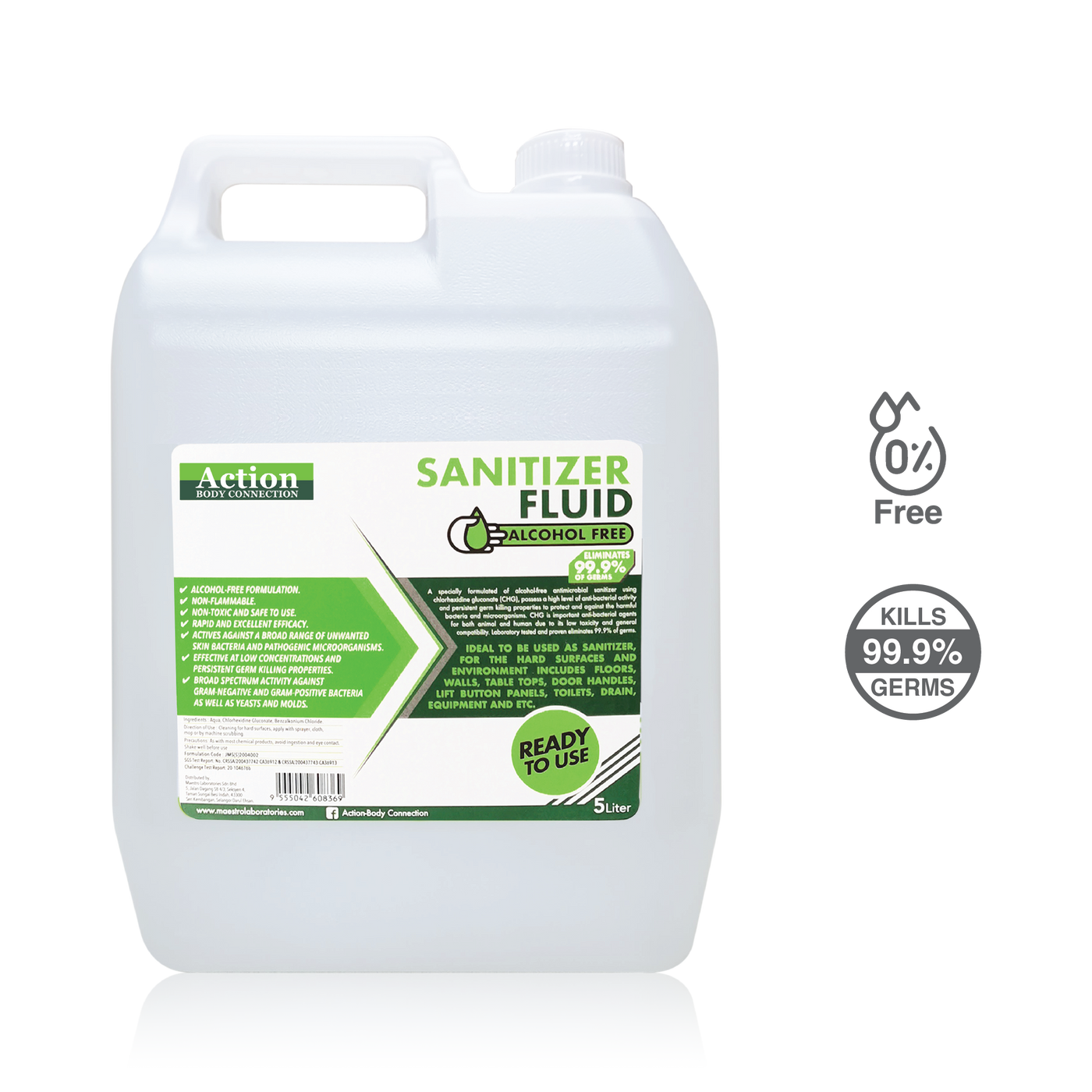 ACTION SANITIZER ALCOHOL FREE (READY TO USE) 5L (LIQUID)